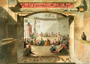 Ingången till vindarnas torn, Aten, från "Views in Greece", pub. 1821 (akvatint)